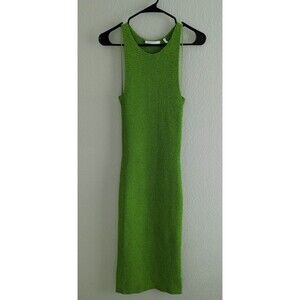 Helmut Lang Ribbon Knit Tank Midi Dress Women's Size XS Lawn Green Bodycon Dress